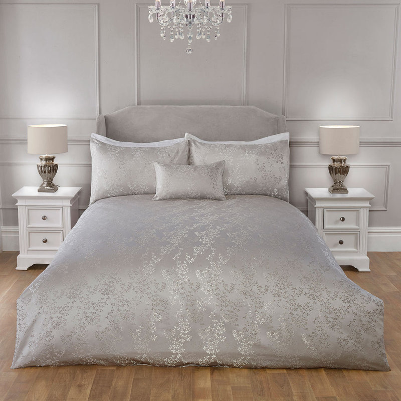 Melody Silver Luxury Jacquard Duvet Set    , Kingsize