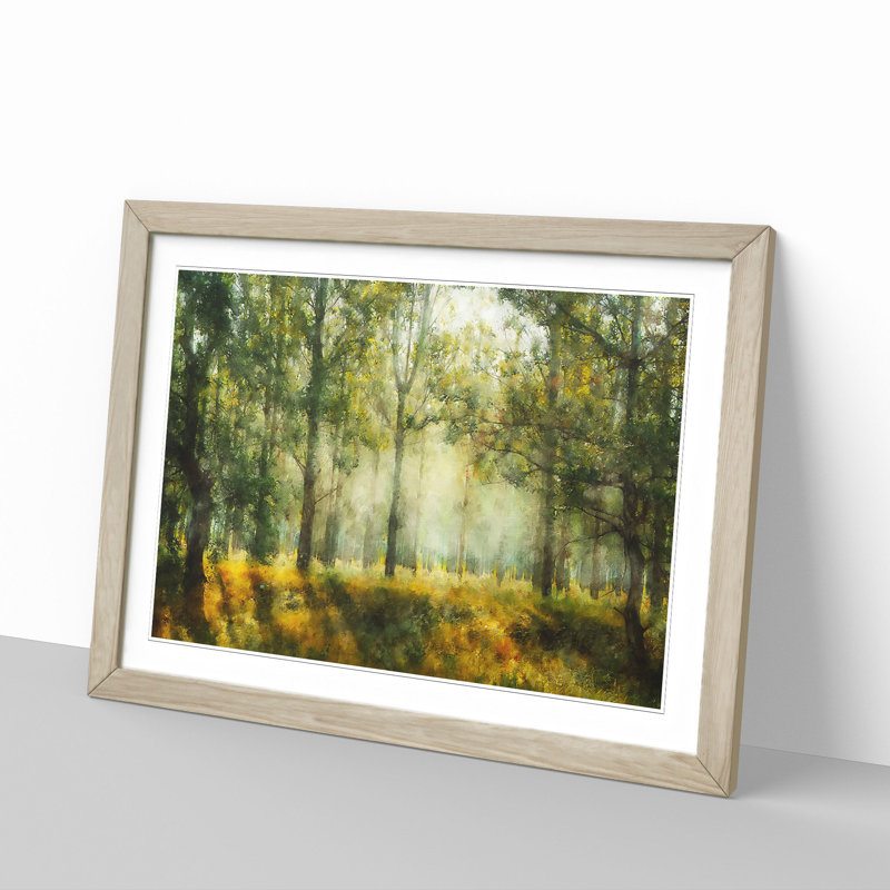 View of the Forest in the Spring - Picture Frame Painting Print, 33cm H x 45cm W x 2cm D, Oak Framed