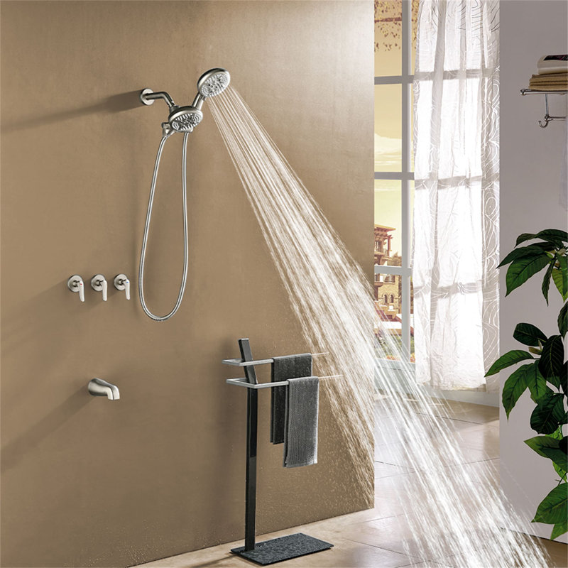 Robinet de baignoire et de douche avec valve brute, Nickel brossé