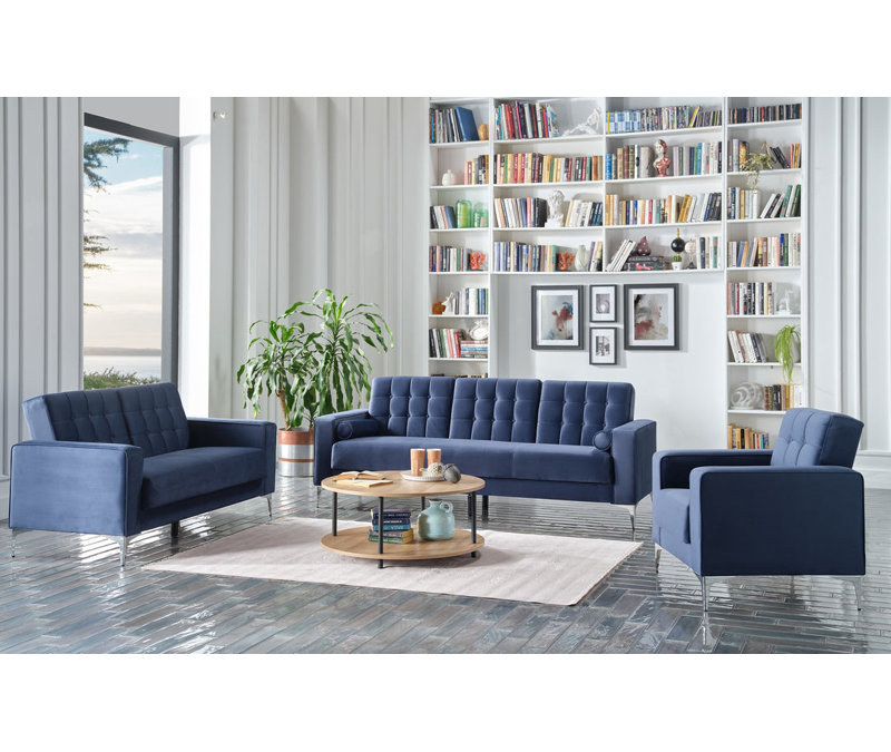 Kellianne 63'' Upholstered Convertible Sofa, Navy 