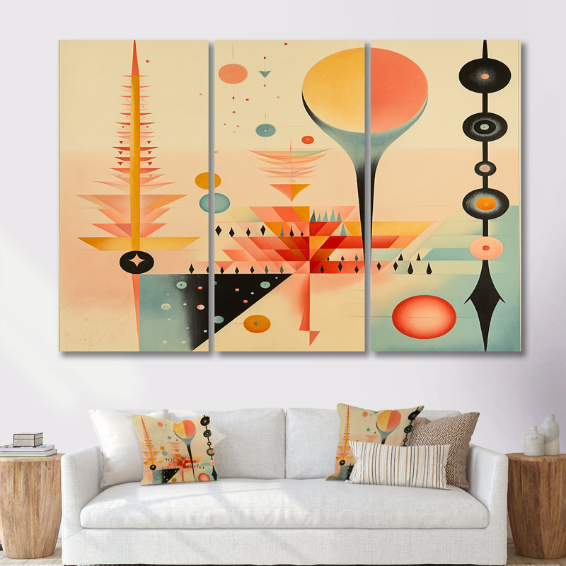 Brette - Geometric Wall Art Print Set, Wrapped Canvas, 40" H x 60" W x 1" D