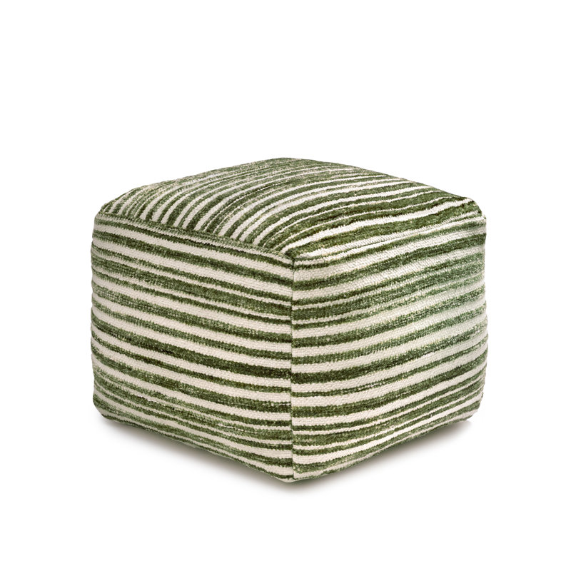 Maryann 16" Green Upholstered Pouf Ottoman, Green