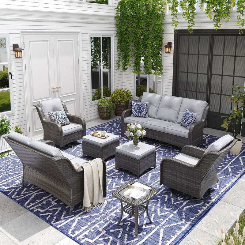 Pe Wicker Outdoor Conversation Sets, Gray Frame/Gray Cushion