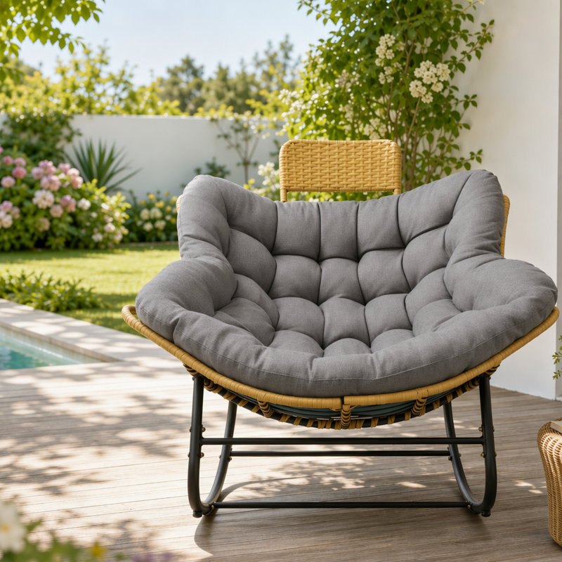 Chaise d'extérieur en osier, Grey