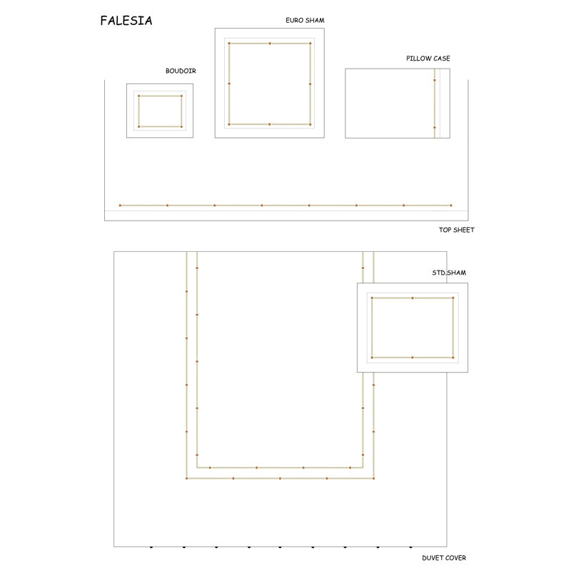 Falesia Embroidery White with Green Embroidery Flat, King