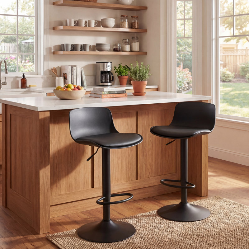 Height Adjustable Bar Stools, Modern Padded Counter Stools with Back, Easy Assembly Swivel Kitchen Island Stools with Footrest, Comfortable Bar Chairs