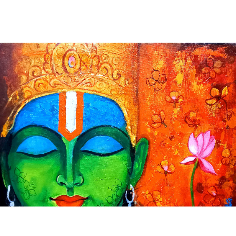Bhagawan Krishna | Peinture par Arjun Das | Acrylique sur toile