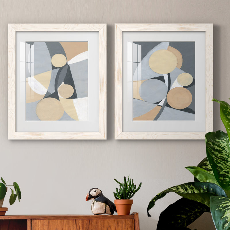 Millenium I - ensemble de 2 peintures, Papier encadré blanc, H 31,5 po x l 47 po x P 1,5 po