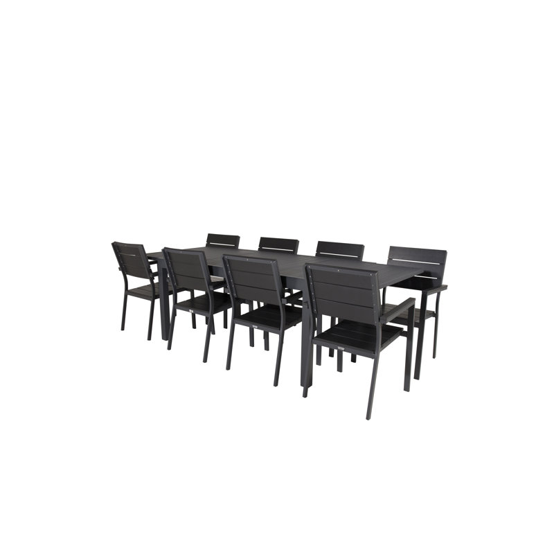Geir 8 - Person Patio Dining Set with Extendable Rectangular Table