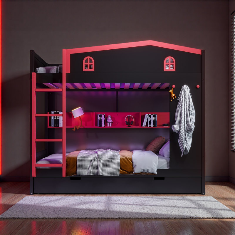 Lit superposé grand sur grand, lits superposés en bois massif avec crochets, aucun sommier nécessaire