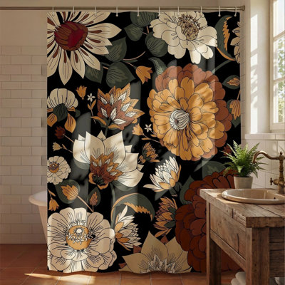 Floral Shower Curtains with Hooks Included