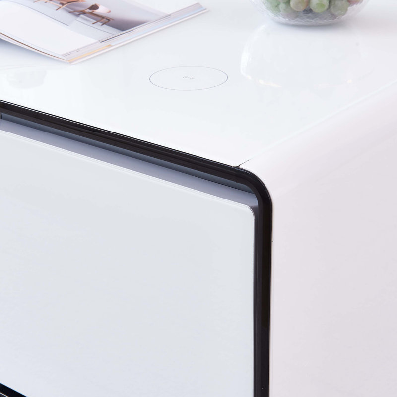 Smart Table Fridge, Multifunctional Coffee Table with Cooler and Frozen, White