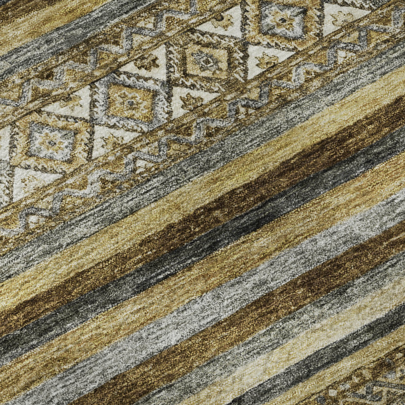 Premium Machine Washable Baford AMF1653 Stripes Rug, Rectangle 3' x 5'
