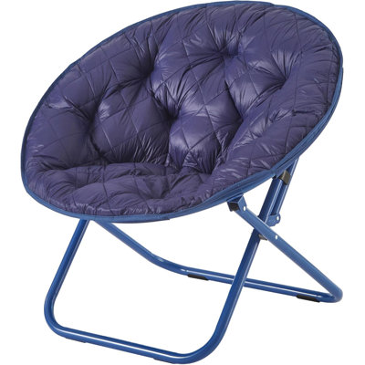 Chaise pliante Urban Lifestyle, coussin matelassé bleu marine, structure en métal, 27,5 x 29,5 x 31,4 pouces