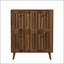 Armoire à chaussures de style Mid-Century moderne avec finition rainurée verticale, 31,5 pouces de couleur noyer pour les couloirs et les entrées