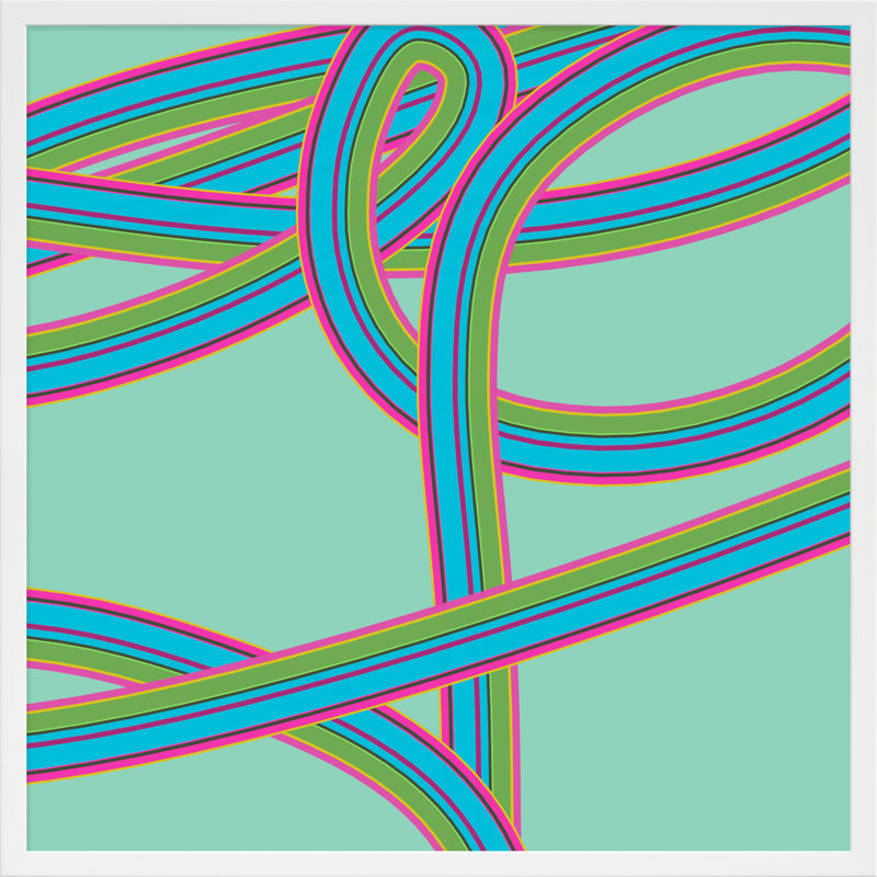 Turquoise Twist Print by Jacques Pilon, White, 30" H x 30" W x 1.25" D