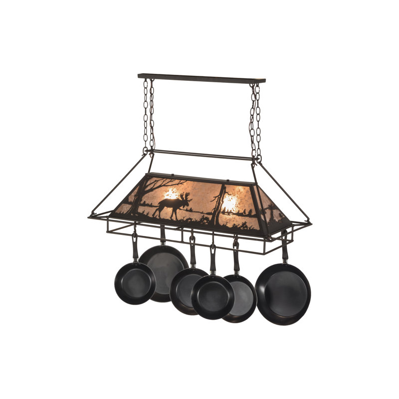 Moose at Lake Handcrafted Hanging Pot Rack, Oil Rubbed Bronze