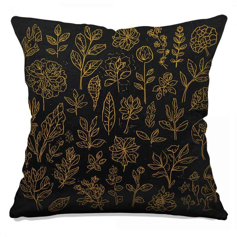 Golden Botanical Illustrations Double Sided Throw Pillows, 20 x 20 inches