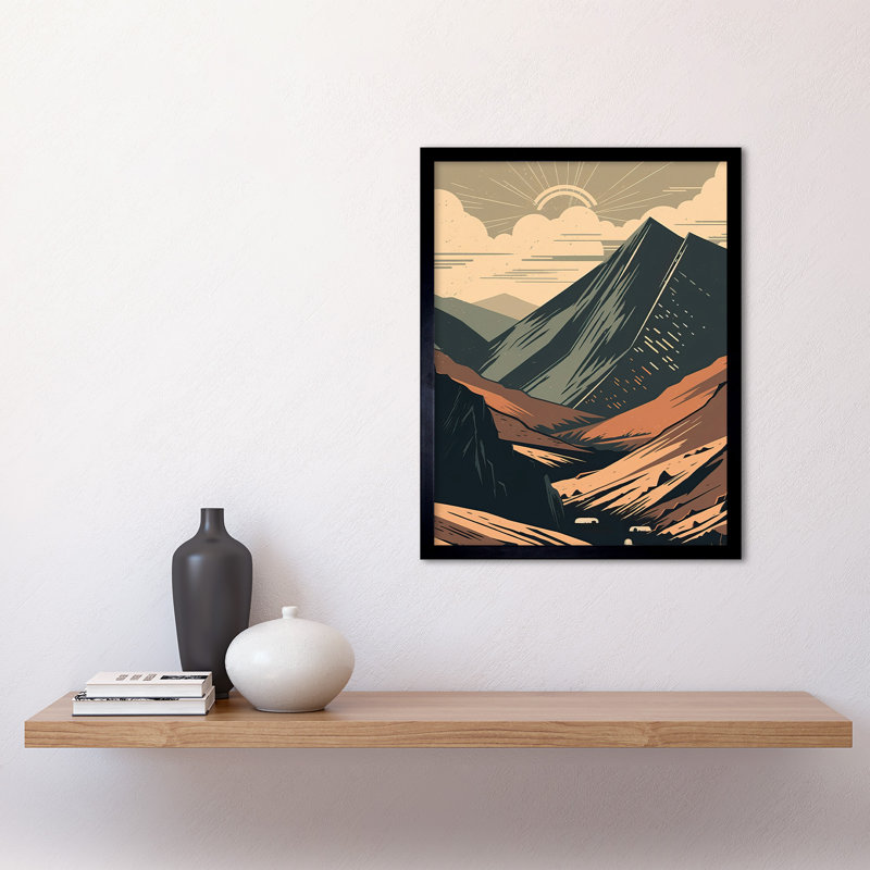 Marrakech Follow the Trail to the Top Mountain Landscape 1 Piece Single Picture Frame Wall Art