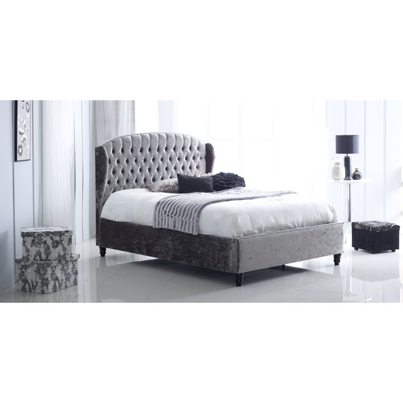Cheab Upholstered Ottoman Storage Bed, Silver Crush, Small Double (4')