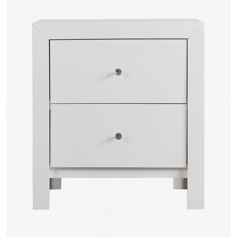 Table de chevet transitionnelle blanche élégante, Blanc