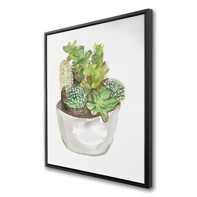 Assortiment de cactus dans un pot - décor de toile botanique scandinave