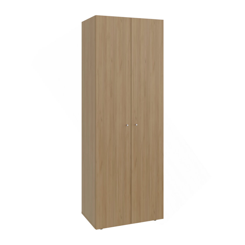 Système d'organisation à 2 portes Home, quatre tablettes fixes, rangement compact pour garde-robe de chambre à coucher, rangement pour salle de lavage, rangement pour buanderie, mobilier de rangement autoportant, chêne naturel