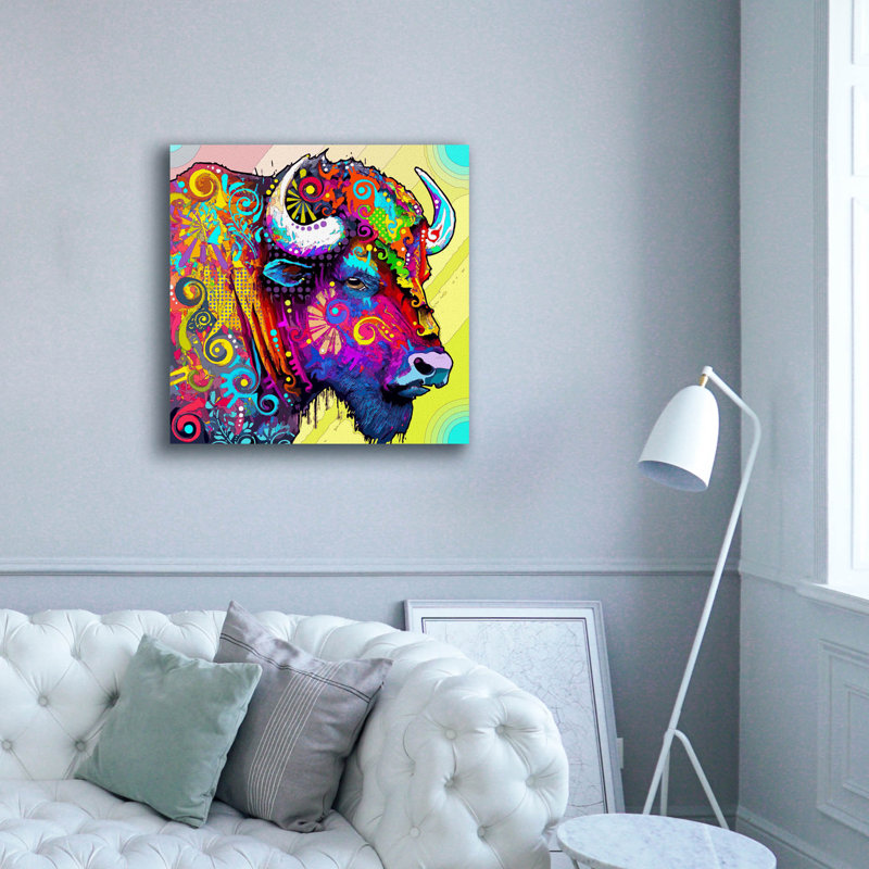«The Profile Bison» par Dean Russo, art mural sur toile, H 37 po x l 37 po x P 1,5 po