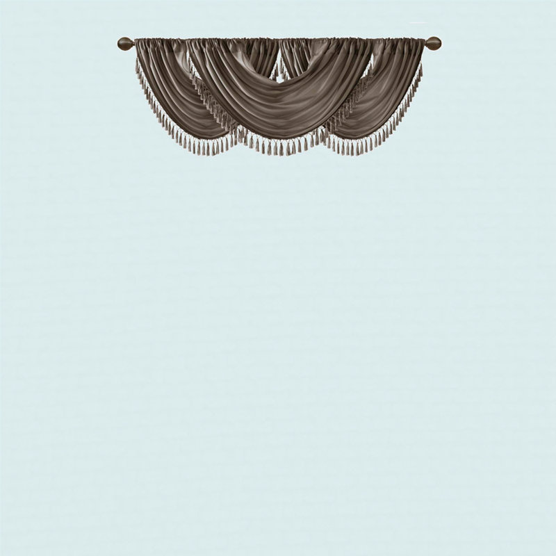 Faux Silk Waterfall Embellished Valance 38X46", Pewter