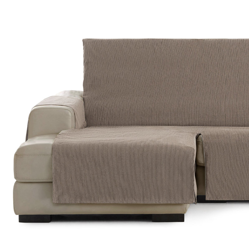 Birbal Box Cushion Chaise Lounge Slipcover, Mink, 220cm H x 240cm W x 3cm D