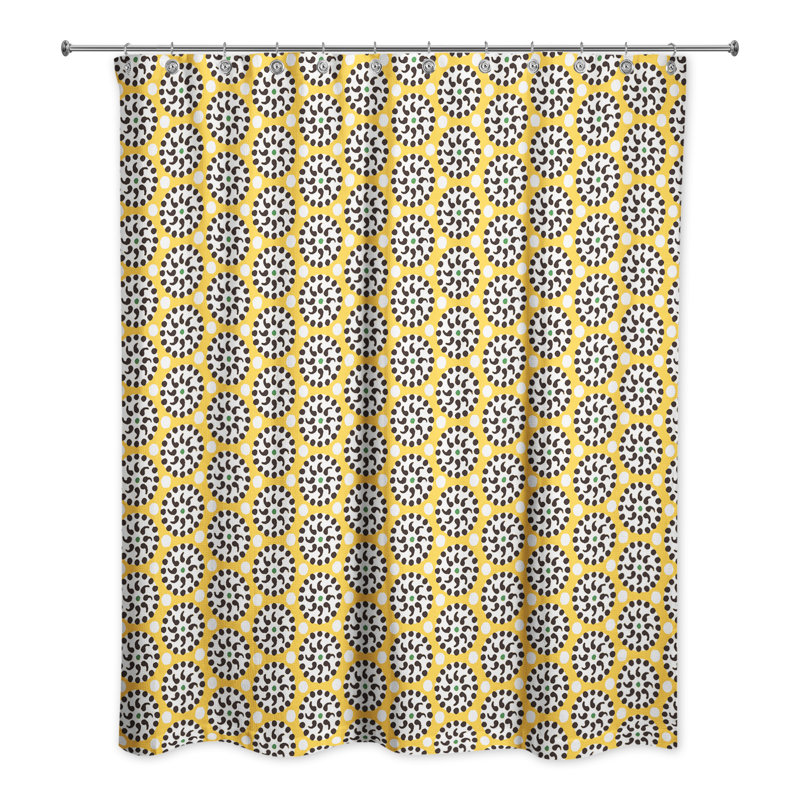 Rideau de douche géométrique simple, Jaune