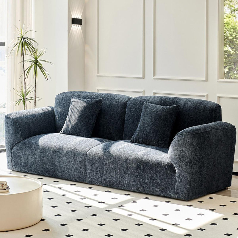 Canapé modulaire en chenille bleue, Bleu, H 34,65 po x l 86,61 po x P 40,55 po