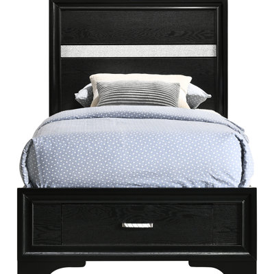 Urbana Black Twin Bed with Functional Storage Panels
