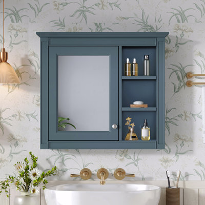 Armoire à pharmacie 30 po x 28 po, armoire de rangement murale pour salle de bain, armoire murale moderne avec miroir, armoire à pharmacie, armoire à miroir avec 3 tablettes ouvertes (meuble-lavabo non inclus)