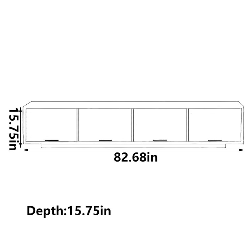 Meuble télé en bois massif de grande capacité, 82.68"