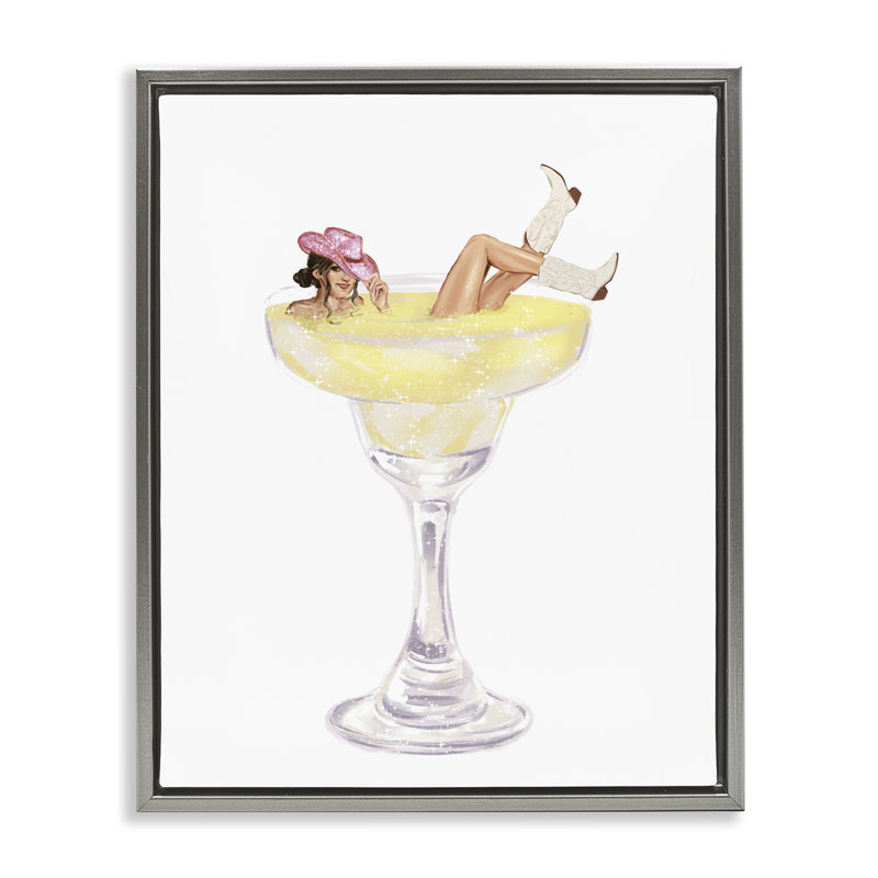 Glam Cowgirl dans un cadre flottant Margarita, design par Ziwei Li, H 31 po x l 25 po, Cadre flottant gris lustré