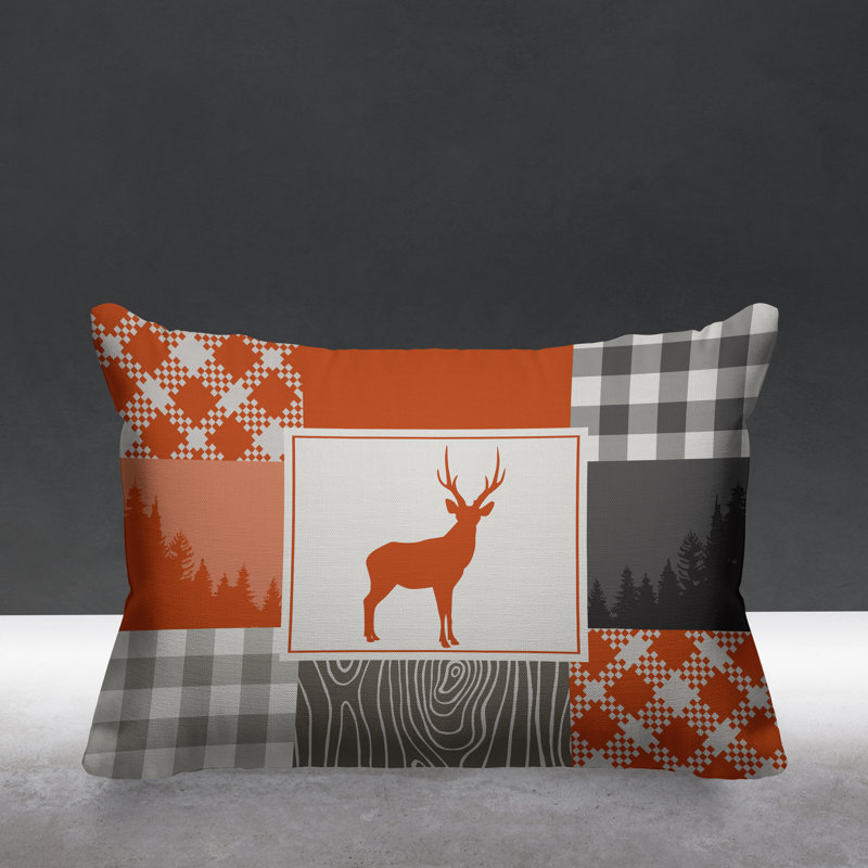 Coussin intérieur / extérieur Range Trees Cabin, Orange, 14 po x 20 po, Rectangle