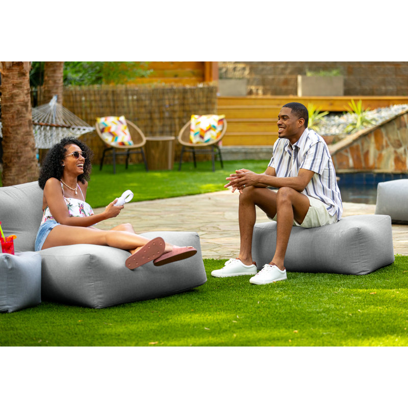 Repose-pieds d'extérieur avec coussin Sunbrella® Charolotte, Gris