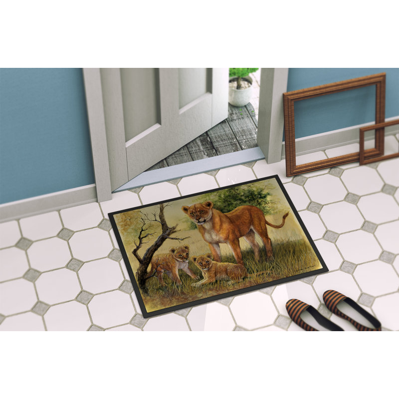 Tapis d'extérieur antidérapant Lion and Cubs, Rectangle 2 pi x 3 pi