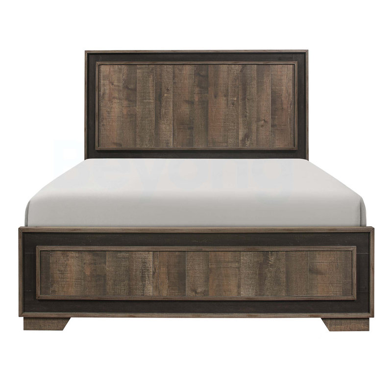 Mobilier de chambre à coucher moderne en bois double avec finition rustique à deux tons