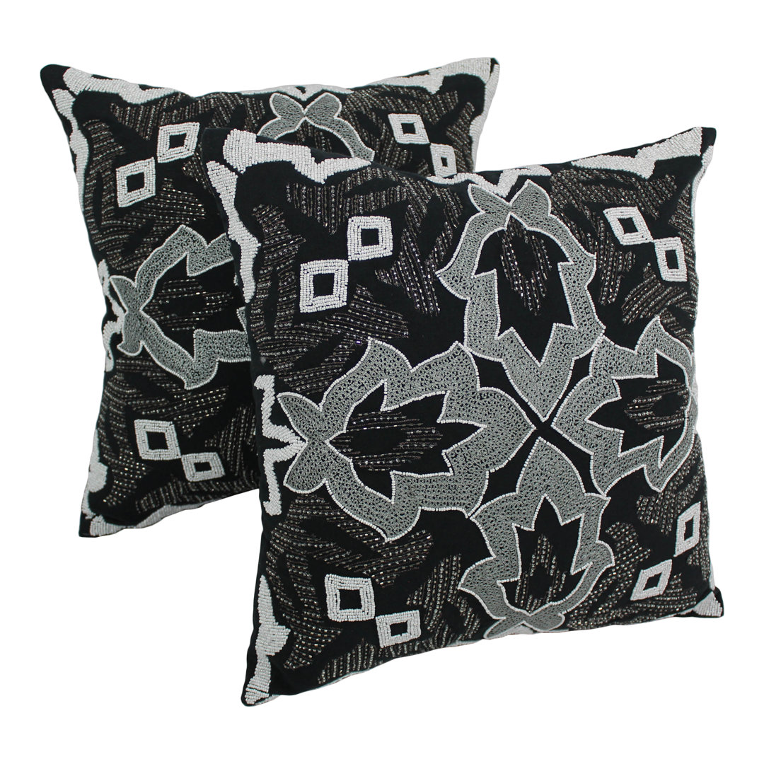 Symmetrical Floral Cotton Throw Pillow (Set of 2) Blazing Needles 
