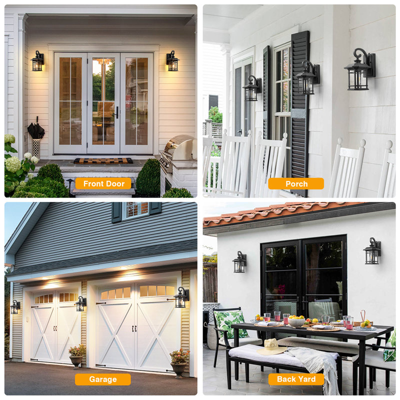Ensemble de 2 luminaires muraux d'extérieur noirs Dusk to Dawn