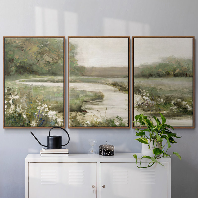 " Quiet Path " 3 - Pieces, Walnut, 24" H x 48" W x 2" D