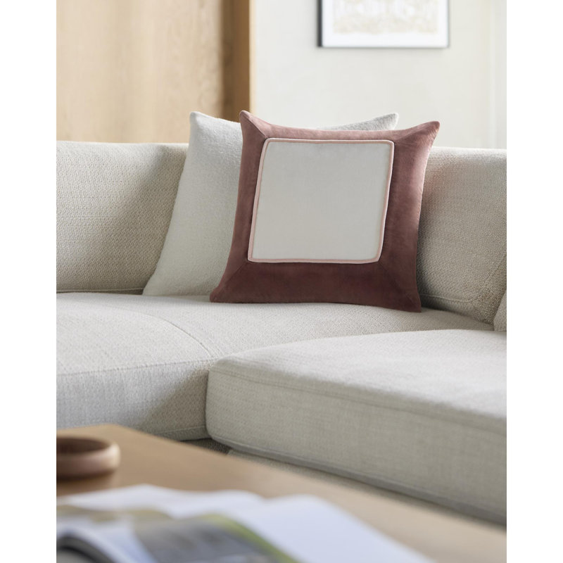 Rainier Cotton Throw Pillow, 18" x 18", Down, Brick
