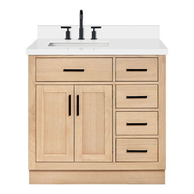 Tidworth 36'' Solid Wood Single Bathroom Vanity with 1.5'' Quartz Top