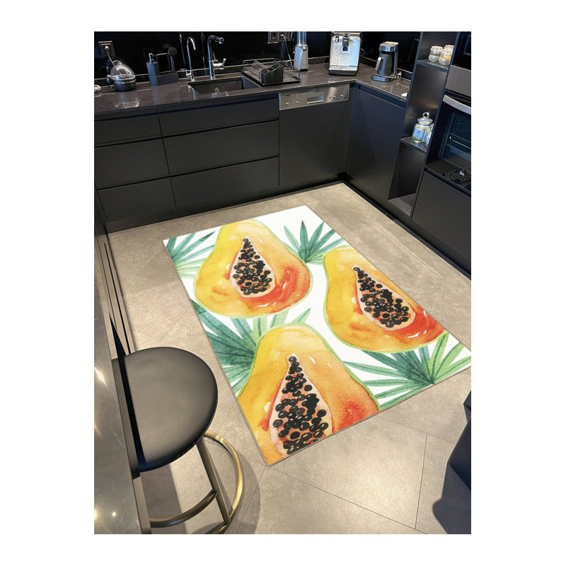 Tapis lavable multicolore à motif de fruits, Tapis de couloir 3 pi 3 po x 6 pi 7 po inclus