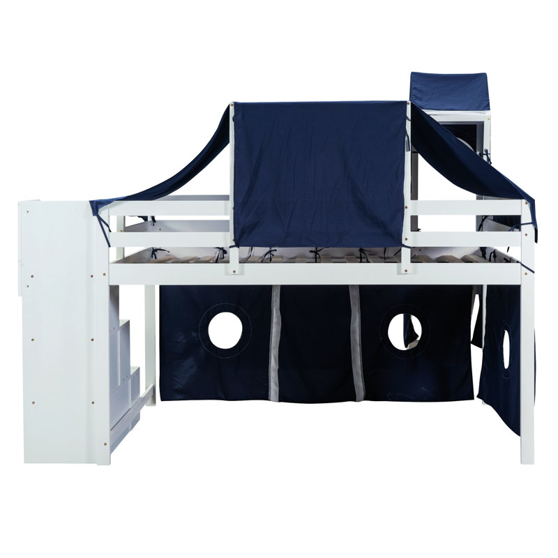 Lit plateforme avec rangement Homou, Double, Bleu