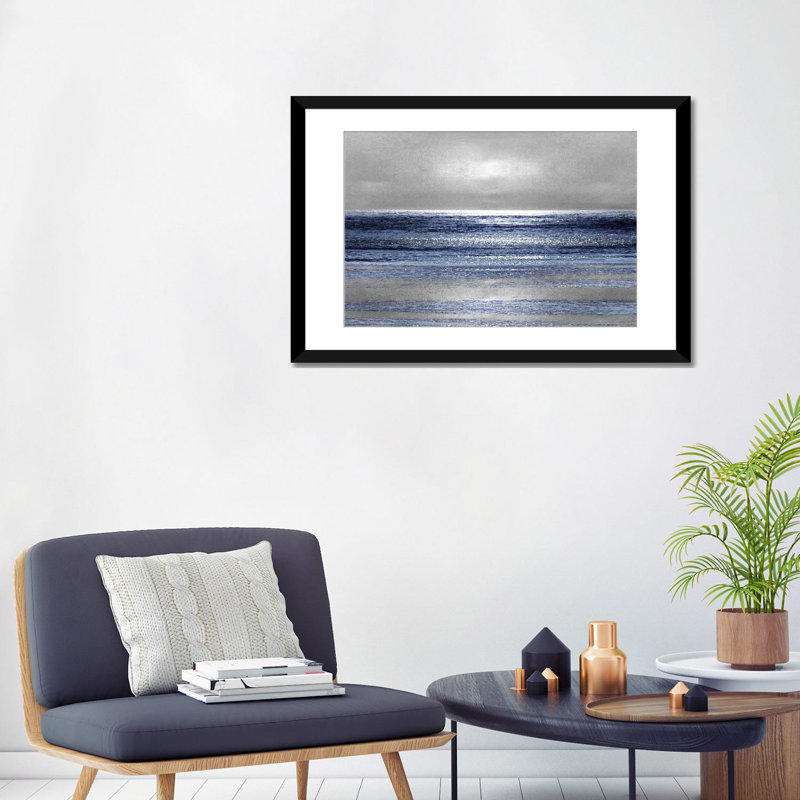 «Silver Seascape II» par Michelle Matthews - Impression sur toile, H 32 po x l 48 po, Toile encadrée, Black