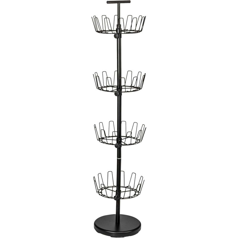 Household Essentials 4-Tier Shoe Storage Tree, Matte Black
