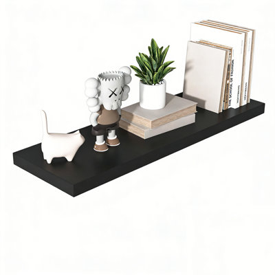  12 Inch Deep Floating Shelf, 36 x12 Inch Large Wall Mounted Shelf for Kitchen, Bathroom, Living Room, Black (1 Pack)